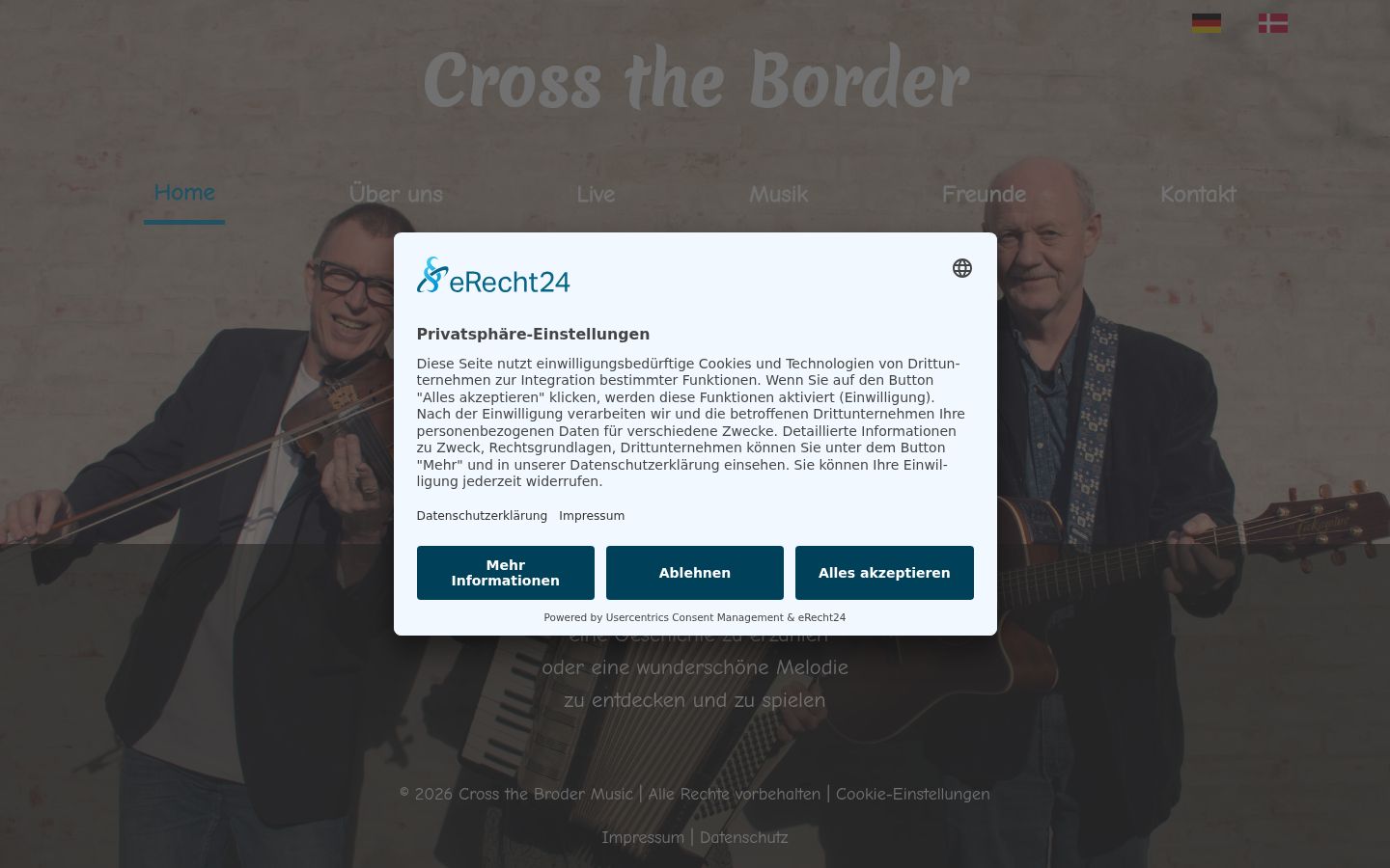 Screenshot van de toestemmingsbanner zoals getoond vóór enige interactie