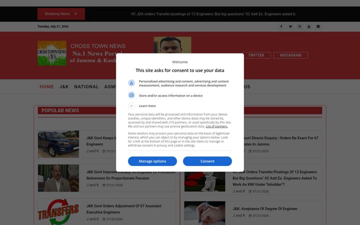 Screenshot of crosstownnews.in
