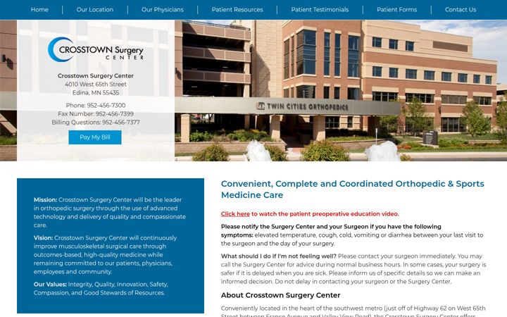 Screenshot of crosstownsurgerycenter.com