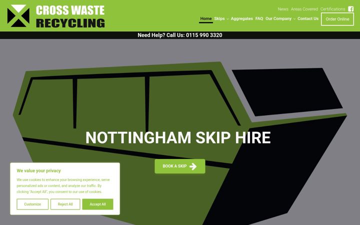 Screenshot of crosswasterecycling.co.uk