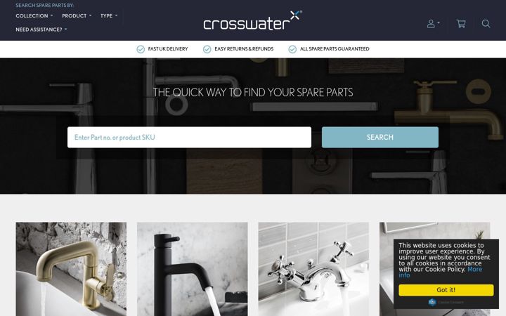 Screenshot of crosswater-spares.co.uk