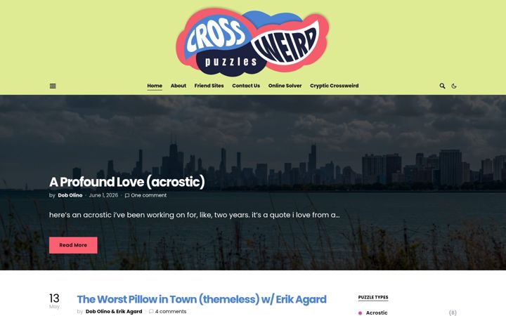 Screenshot of crossweirdpuzzles.com
