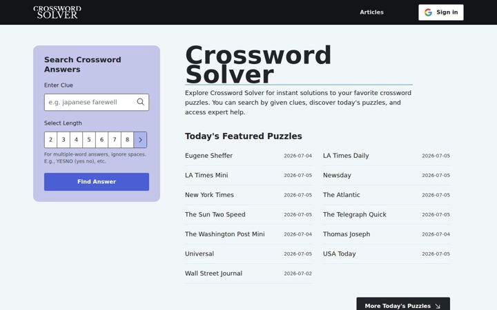 Screenshot of crossword-solver.io