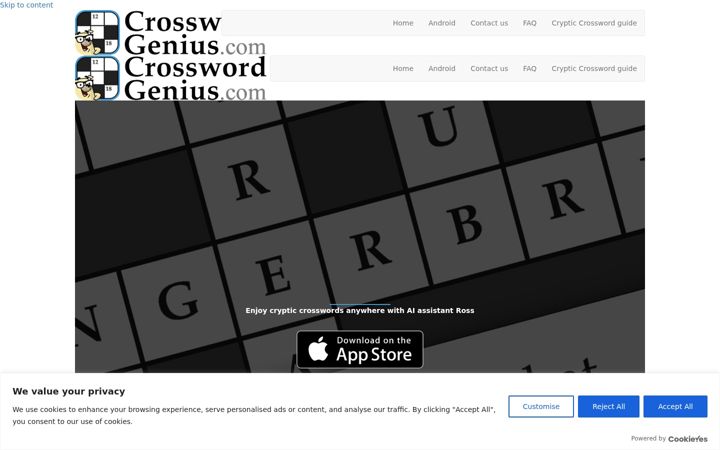 Screenshot of crosswordgenius.com