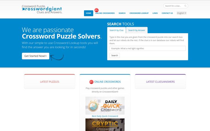 Screenshot of crosswordgiant.com