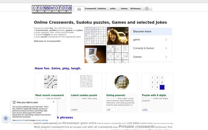 Screenshot of crosswordia.com