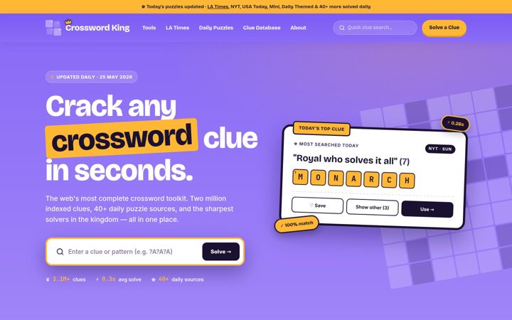 Screenshot of crosswordking.com