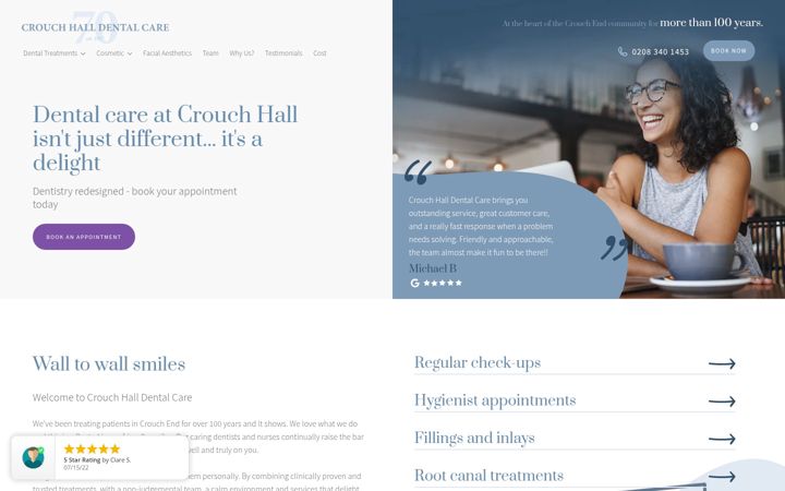 Screenshot of crouchhalldentalcare.co.uk