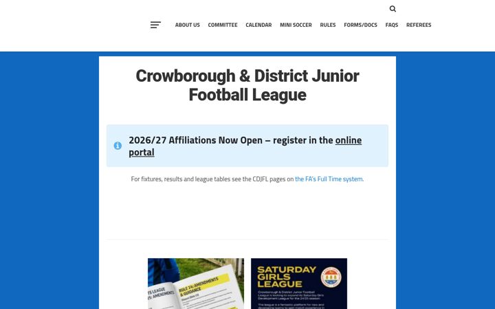 Screenshot ta' crowboroughleague.org.uk