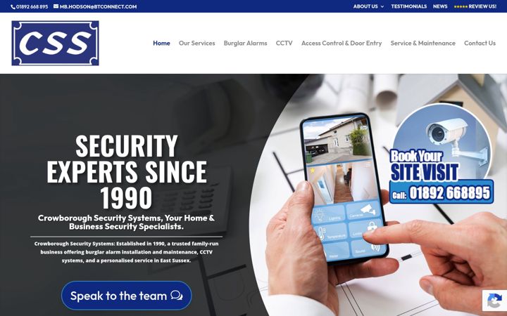 Screenshot ta' crowboroughsecurity.co.uk