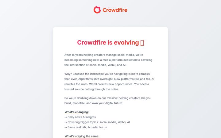 Screenshot of crowdfireapp.com