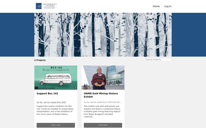 Screenshot of crowdfund.alaska.edu