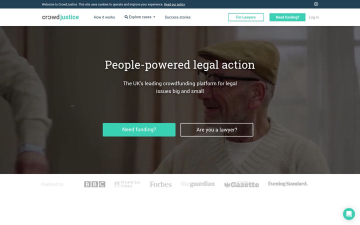 Screenshot of crowdjustice.com