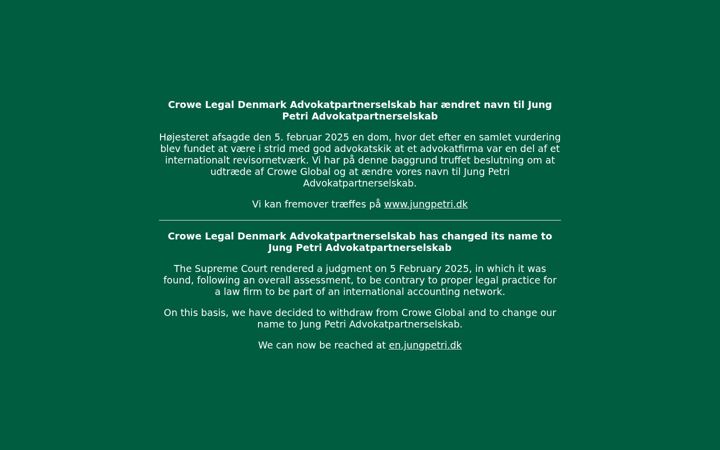 Screenshot of crowelegal.dk