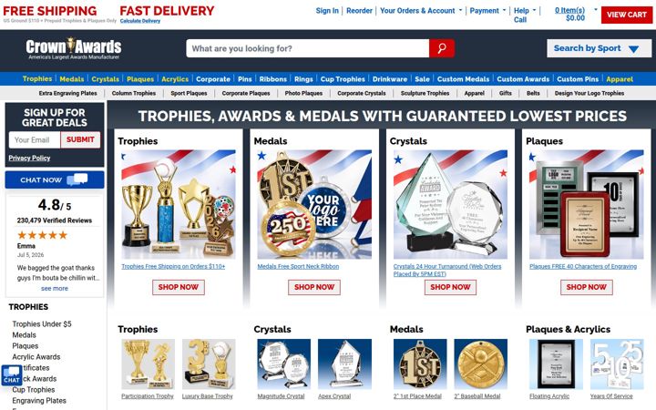 Screenshot of crownawards.com