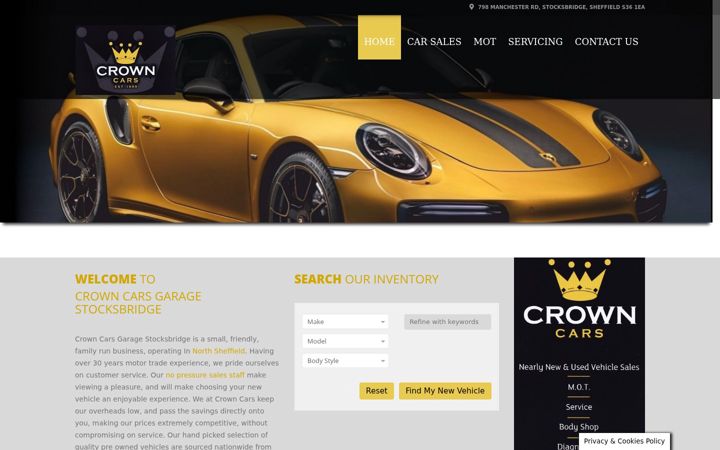 Екранна снимка на crowncarsgarage.co.uk
