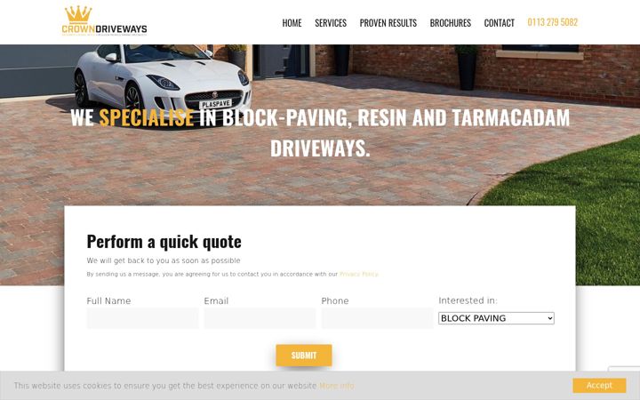 Екранна снимка на crowndriveways.uk