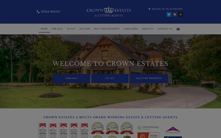 Screenshot of crownestateagents.co.uk