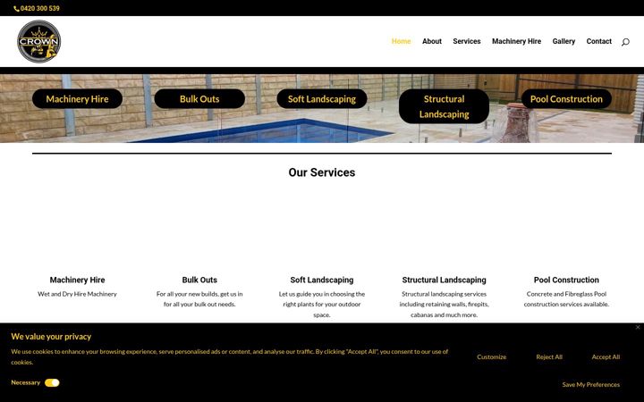 Ekraanipilt saidist crownexcavationsandconstructions.com.au