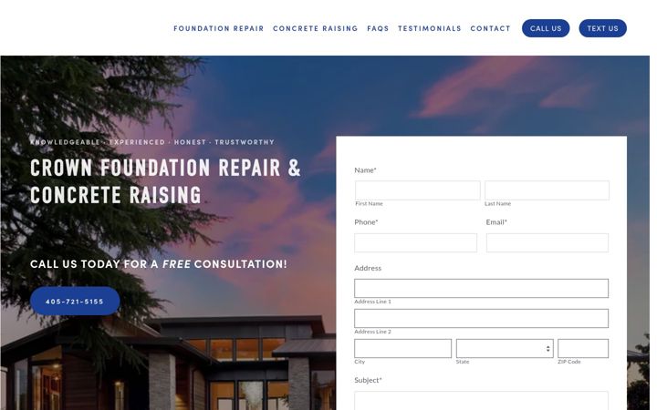 Screenshot of crownfoundationrepair.com