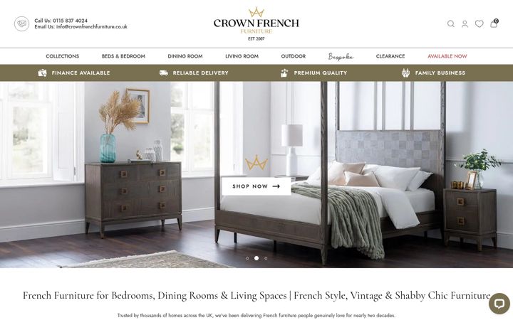Screenshot of crownfrenchfurniture.co.uk