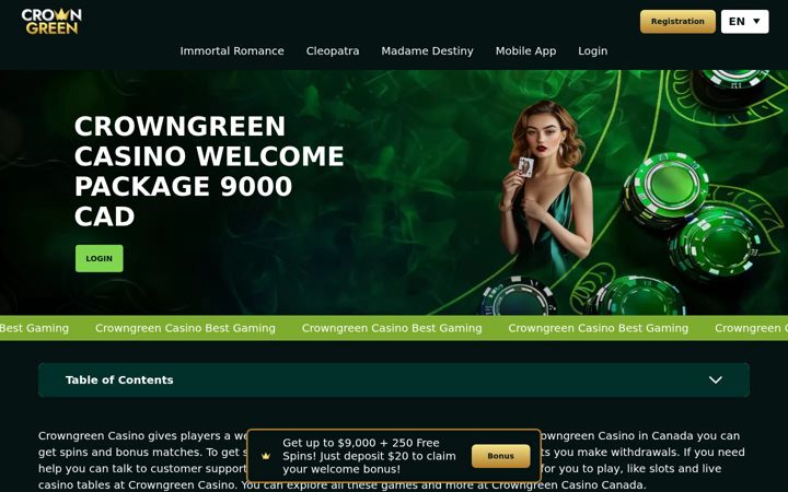 Screenshot of crowngreen-casino.net