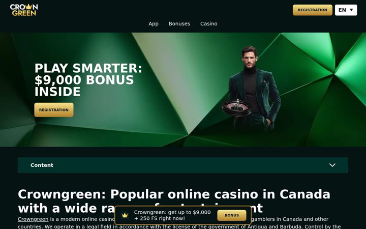 Captura de pantalla de crowngreenofficial.com