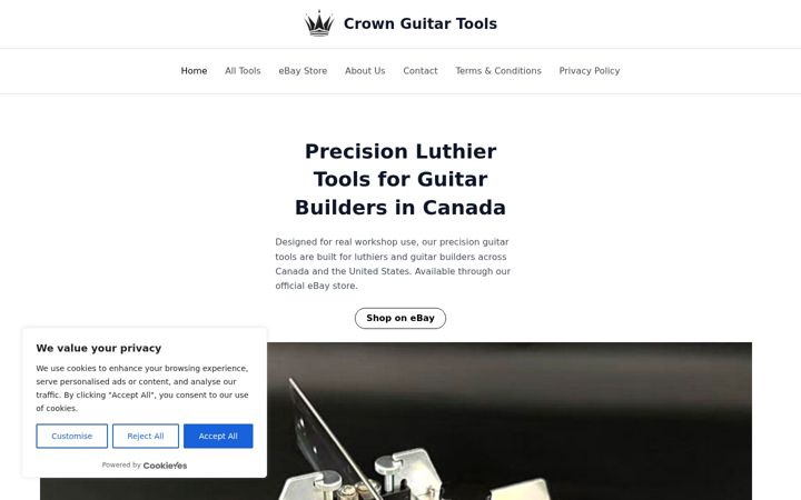 Screenshot of crownguitartools.com