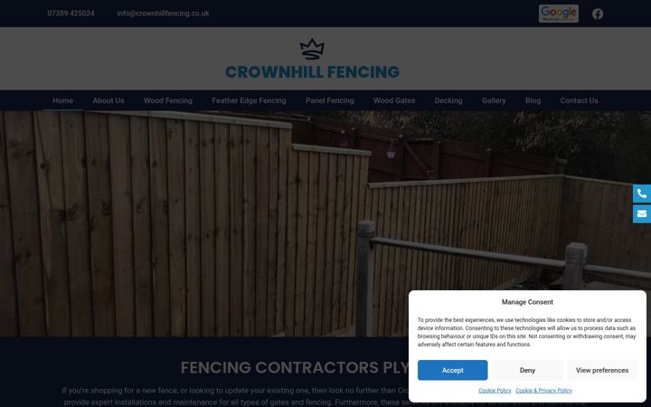 Екранна снимка на crownhillfencing.co.uk