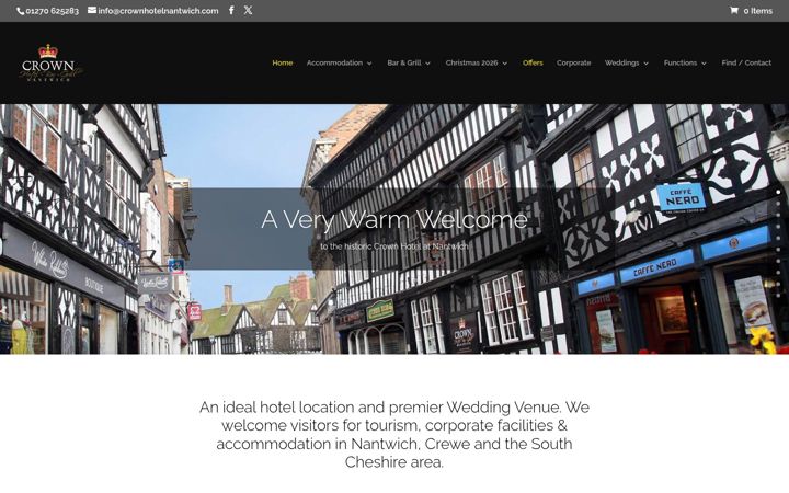 Screenshot of crownhotelnantwich.com