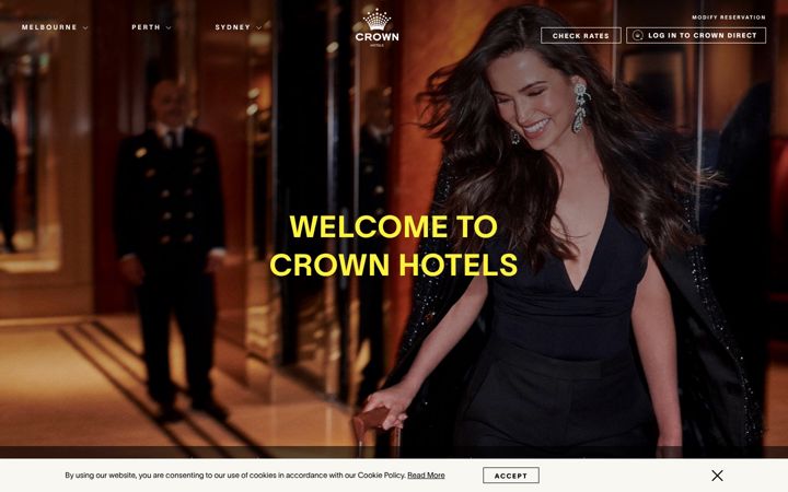 Screenshot of crownhotels.com.au
