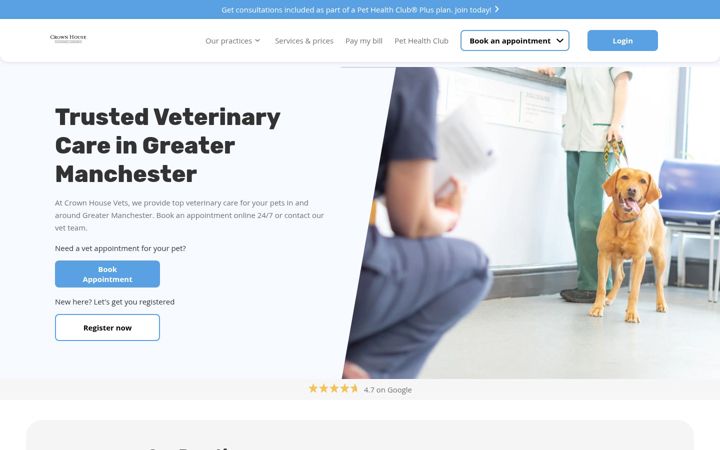 Screenshot of crownhousevets.co.uk