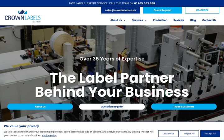 Screenshot of crownlabels.co.uk