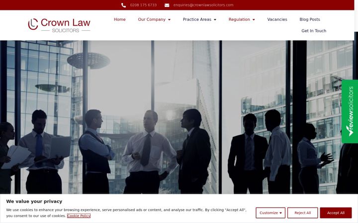 Screenshot of crownlawsolicitors.com