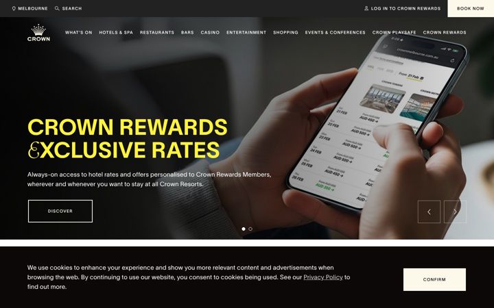 Screenshot of crownmelbourne.com.au