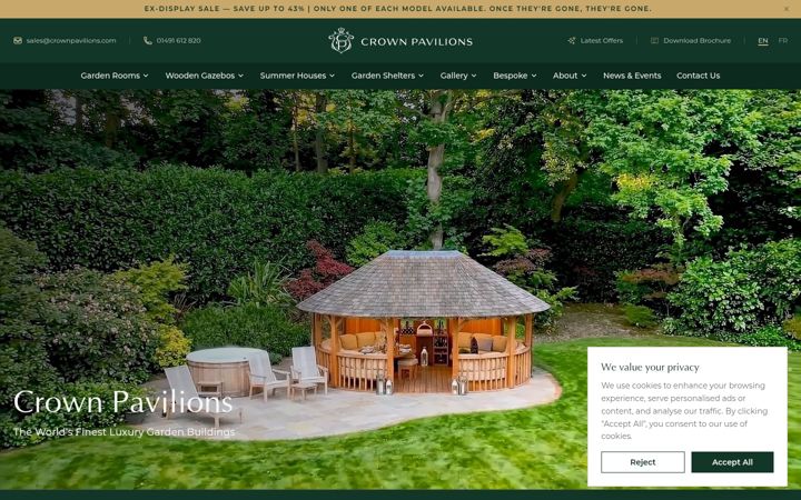 Screenshot of crownpavilions.com