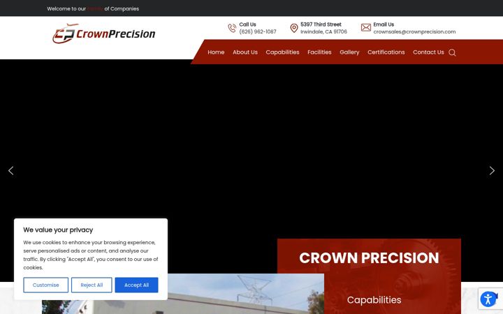 Screenshot of crownprecision.com