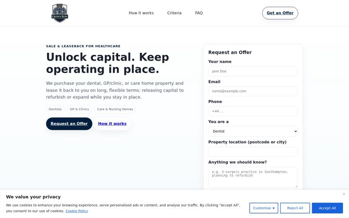 Екранна снимка на crownrow.co.uk
