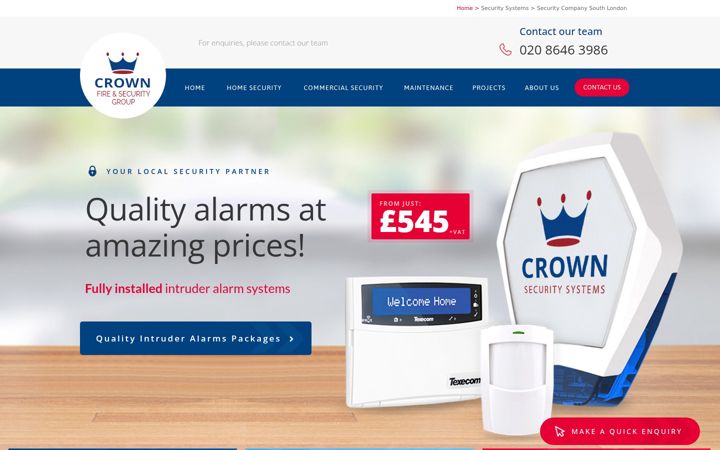 Екранна снимка на crownsecurity.co.uk