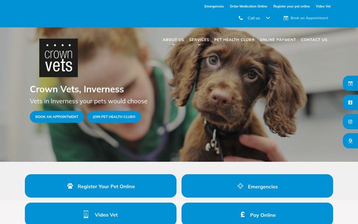 Екранна снимка на crownvets.co.uk