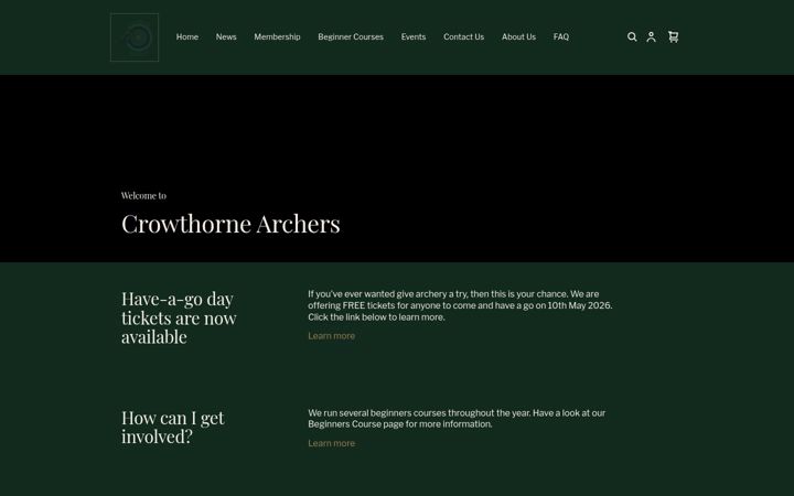 Екранна снимка на crowthornearchers.org.uk