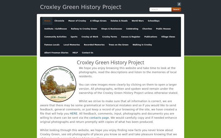 Екранна снимка на croxleygreenhistory.co.uk