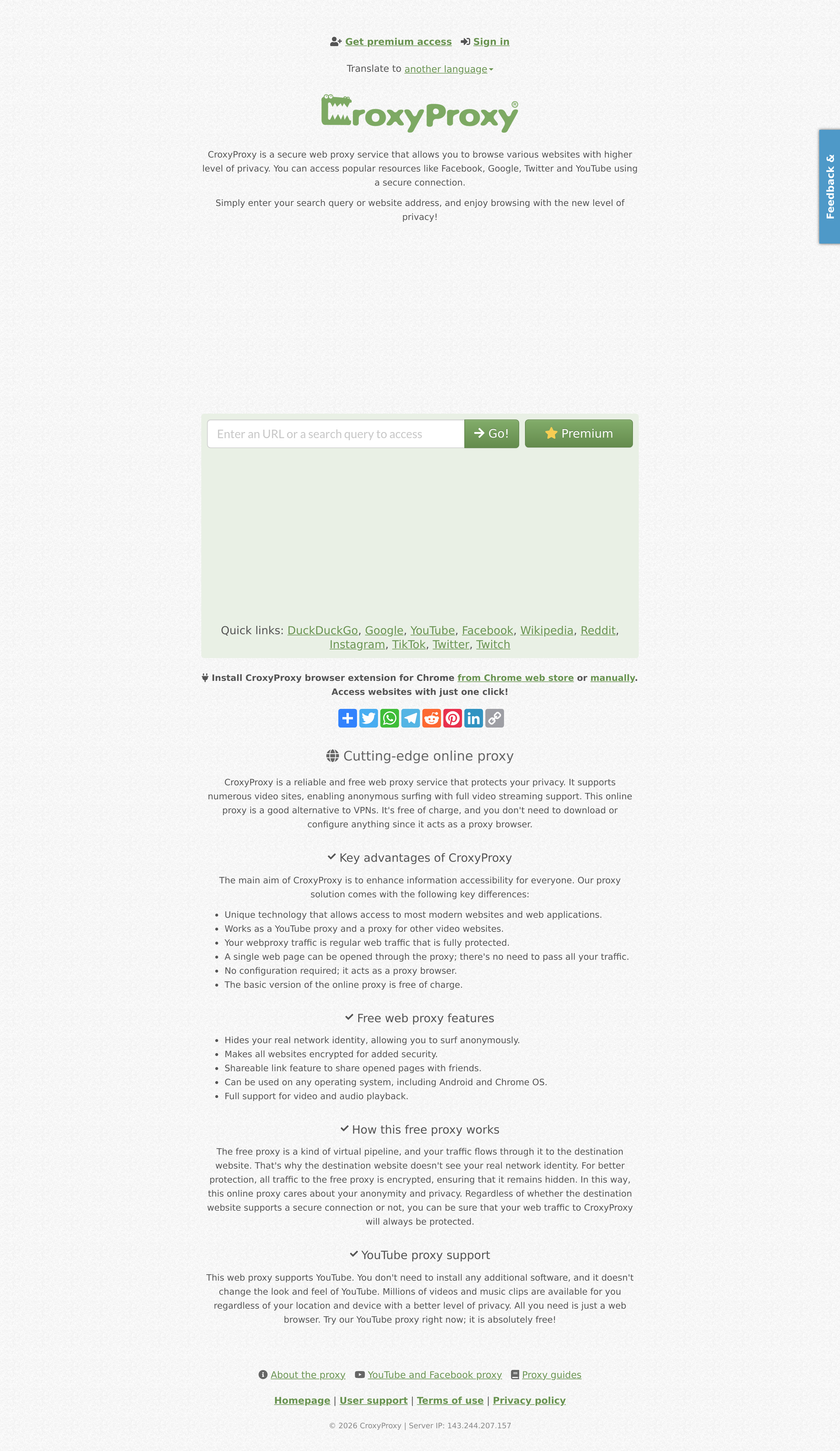 Screenshot of croxyproxy.com