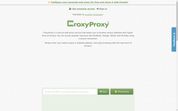 Screenshot of croxyproxy.com