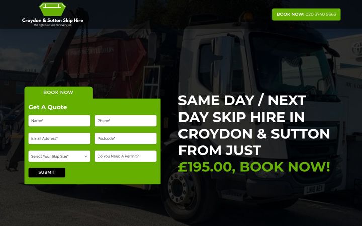 Екранна снимка на croydonandsuttonskiphire.co.uk