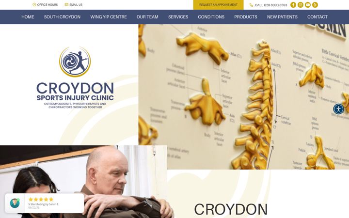 Screenshot ta' croydonsportsinjuryclinic.co.uk