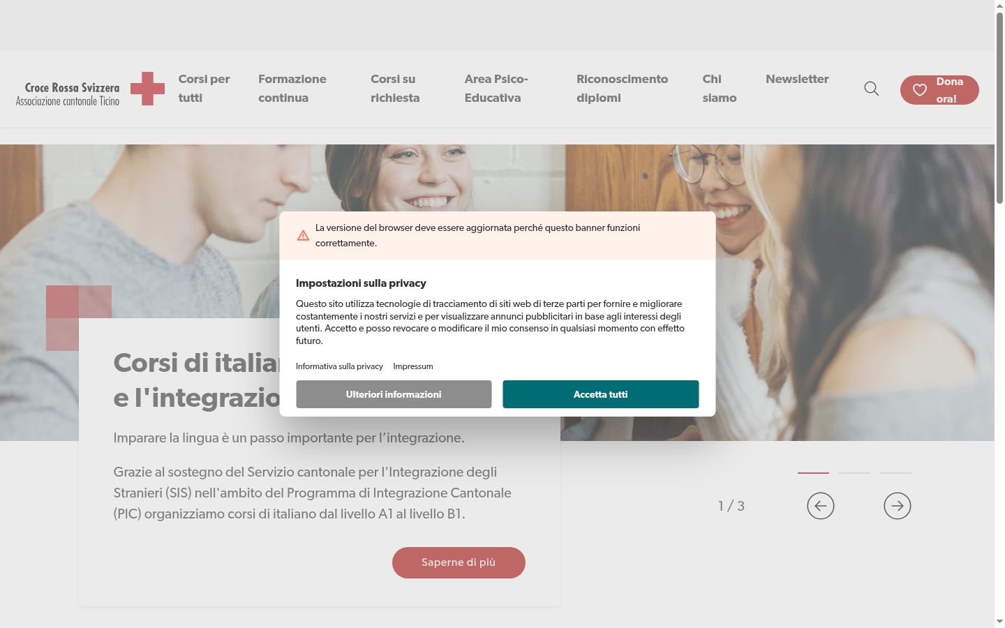 Snímek obrazovky baneru souhlasu zobrazeného před jakoukoli interakcí