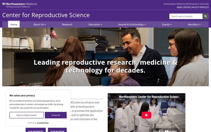 Screenshot of crs.northwestern.edu