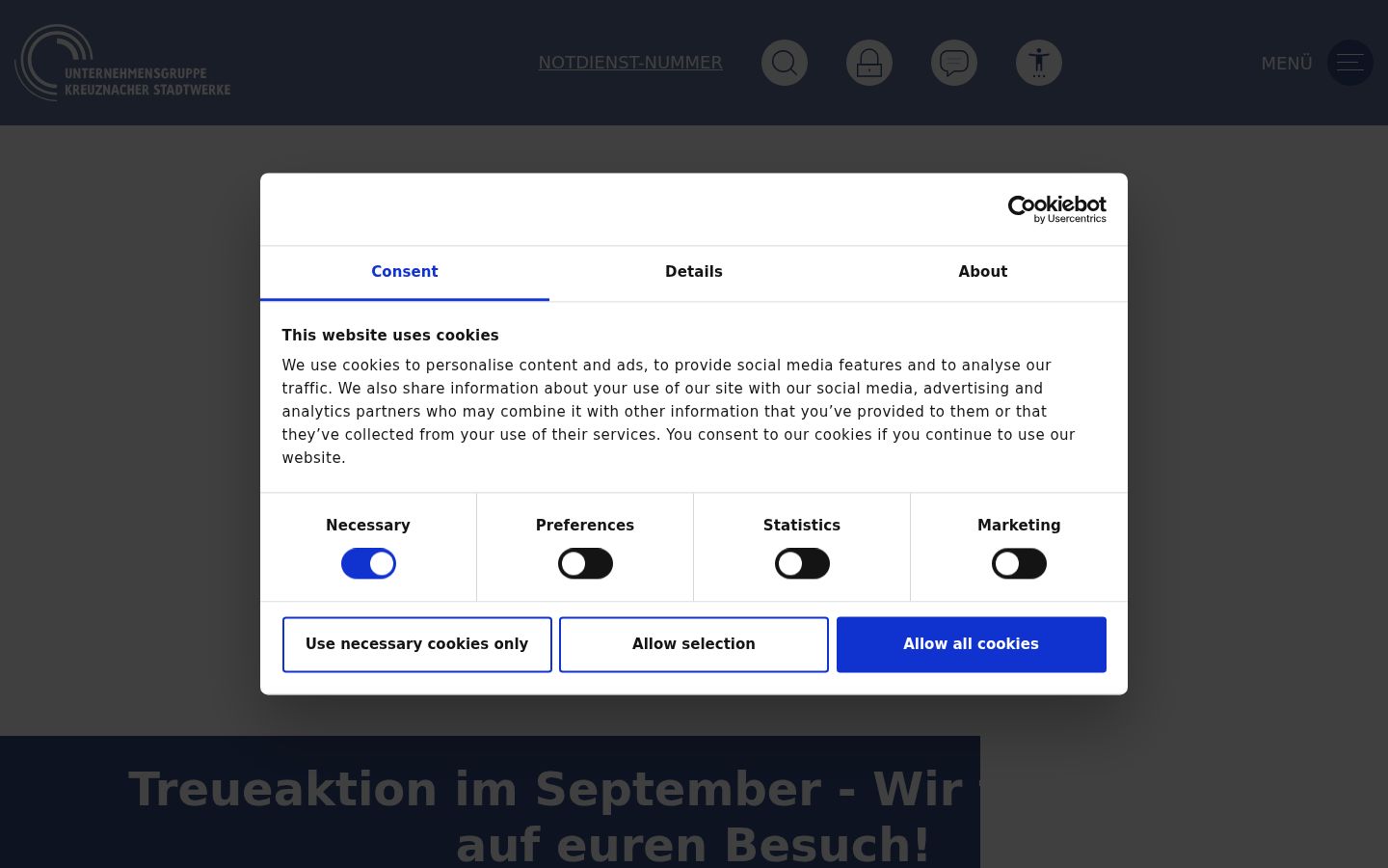 Sutikimo reklamjuostės, rodytos prieš bet kokią sąveiką, ekrano kopija