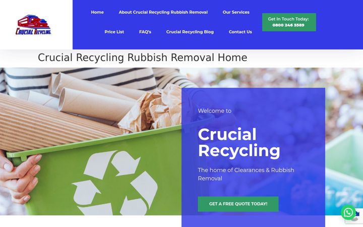 Screenshot ta' crucialrecycling.co.uk